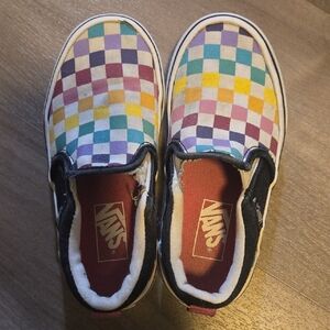 Vans Kids Colorful Checkered Slip-On Sneakers